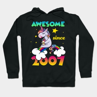 Cute Awesome Unicorn Since 2007 Rainbow Gift Hoodie